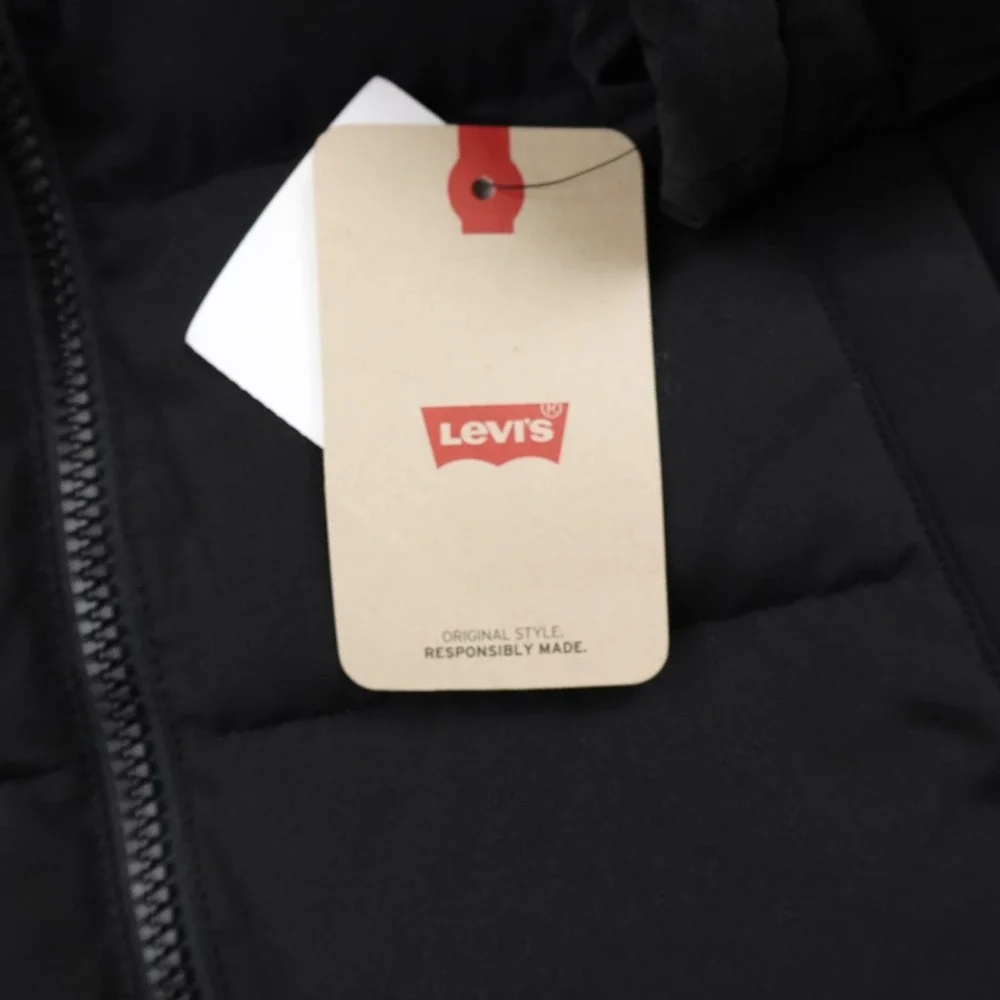NEW Levis Jacket Mens S Black Puffer Coat Full Zip Insulated Quilted Windbreaker